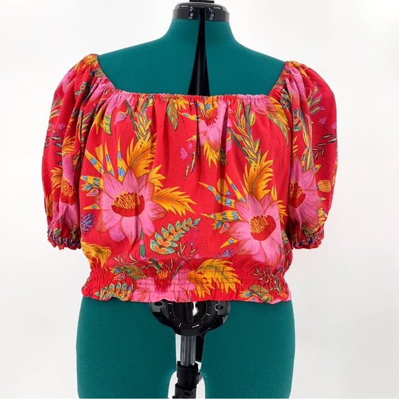 RACHEL Rachel Roy NWT Red Tropical Floral Patterned Off-the Shoulder Top, Medium - Picture 1 of 15